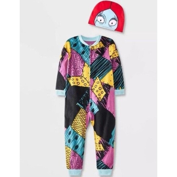 The Nightmare Before Christmas Sally Sleeper Zip Pajama- Black 2T With Hat - Picture 1 of 4
